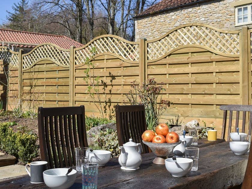 Patio | Borough Beck Cottage, Helmsley