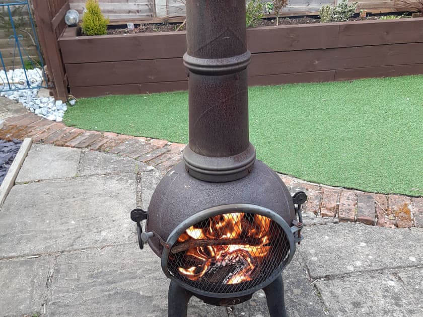 Chimnea on patio | The Croft, Sible Hedingham, near Halstead