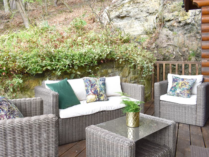 Sitting-out-area | Howburn Log Cabin, Melkridge