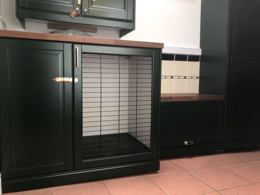 Utility room with dog crate | Croftbank, Lochranza