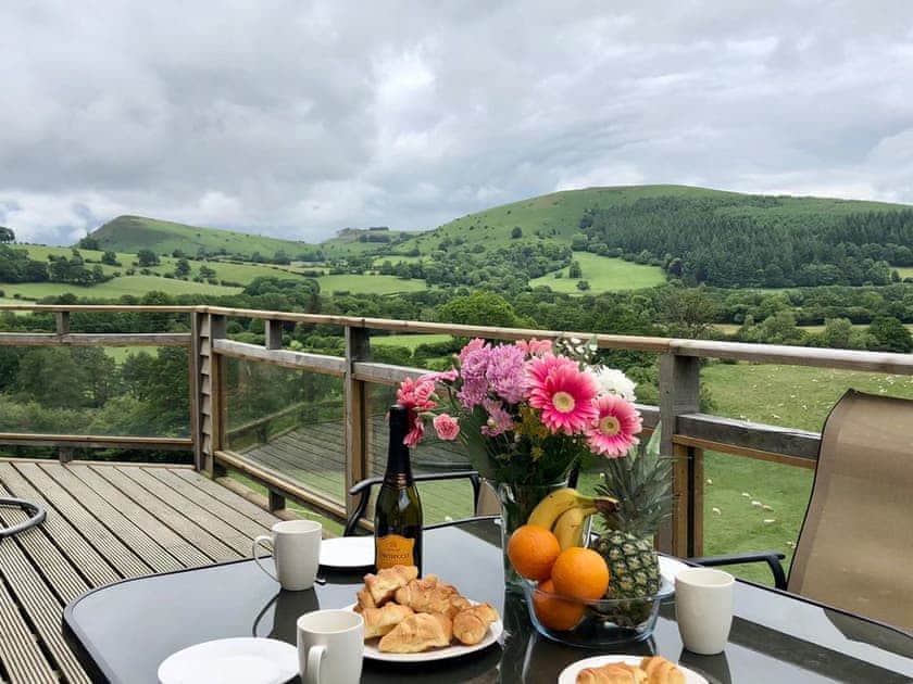 Terrace | Offa’s Dyke Lodge - Acre Luxury Lodges, Stanner, near Kington