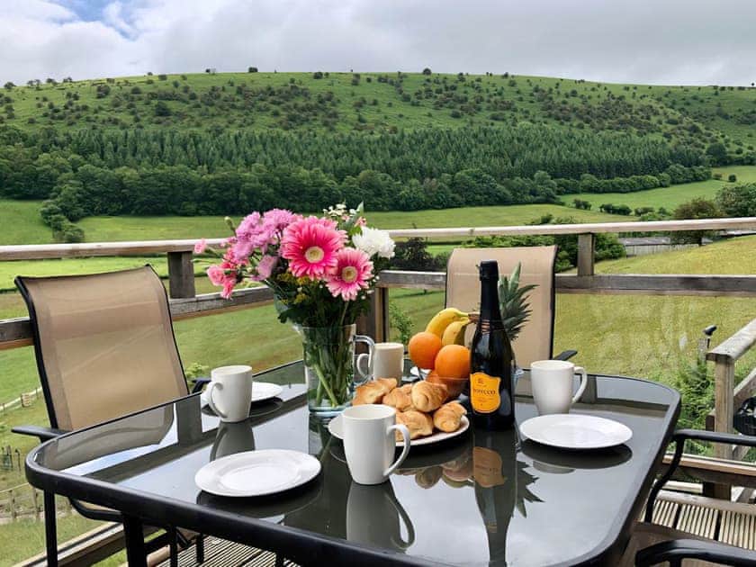 Terrace | Offa’s Dyke Lodge - Acre Luxury Lodges, Stanner, near Kington