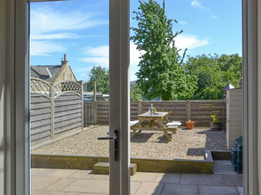 Patio doors from the living room | Dolly’s Cottage, Ovington