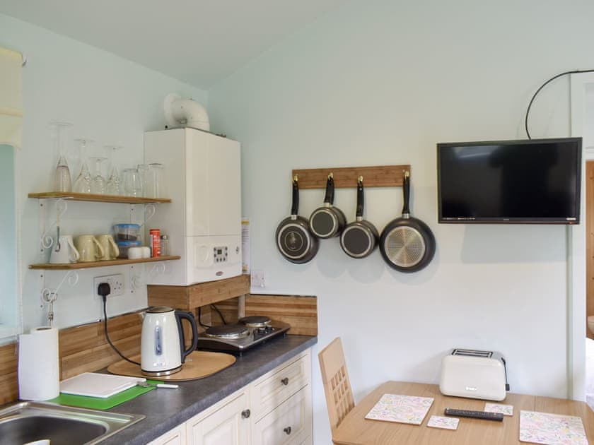 Open plan living space | Shepherds Hut 3 in Kent - The Shepherds Huts at Laddingford, Laddingford, near Maidstone