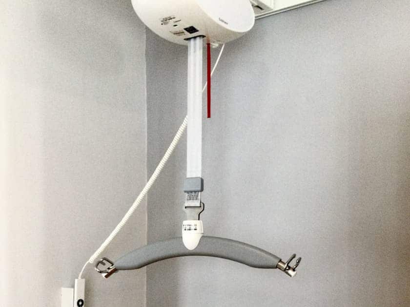 Twin bedroom with ceiling hoist and charge point for electric wheelchair if required | Miners Meadow, Wheatley Hill, Durham