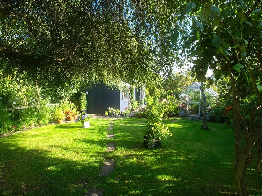 Gardem with secure shed for storing bikes, golf clubs, etc. | Lower Canterbury House, Gattonside, near Melrose