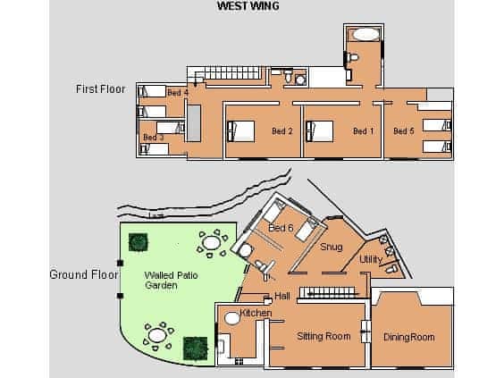 Floor plan | West Wing - Duddings Country Cottages, Timberscombe, near Minehead