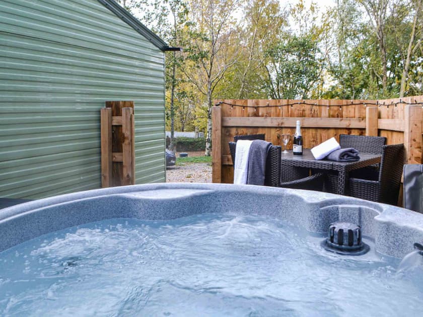 Hot tub | Mallard Cabin - Wallace Lane Farm Cottages, Brocklebank, near Caldbeck and Uldale