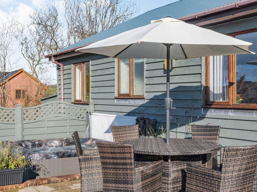 Patio | Cuckoo Hill Lodge, Rhayader