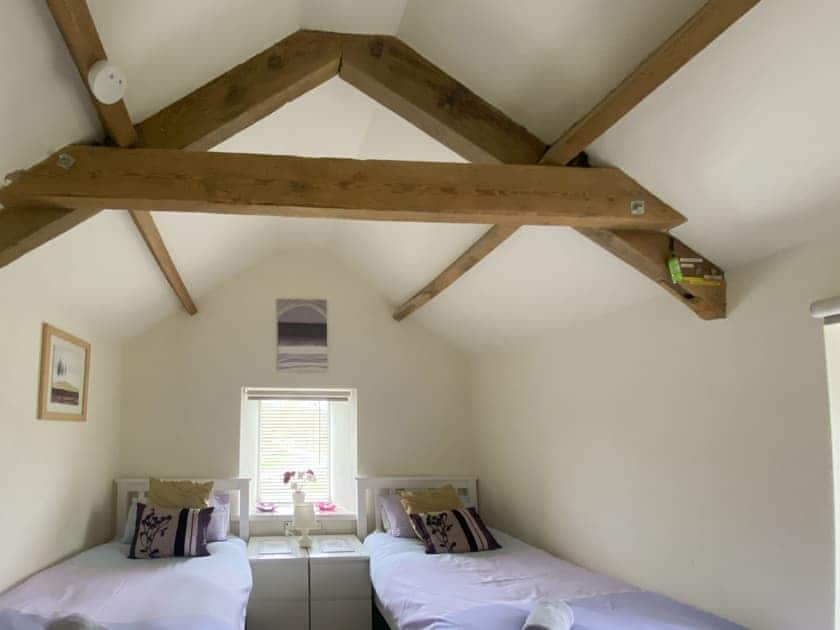 Character Twin bedroom with excellent views over garden paddock and across the Tees valley  | Glen Cottage, Mickleton, near Barnard Castle