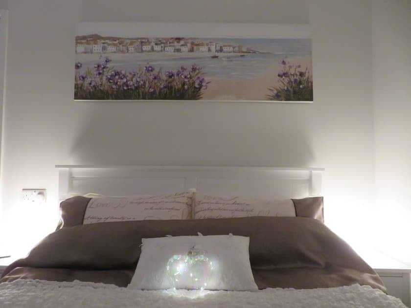 Cosy evenings in the double bedroom | Sea View, Deganwy, near Llandudno