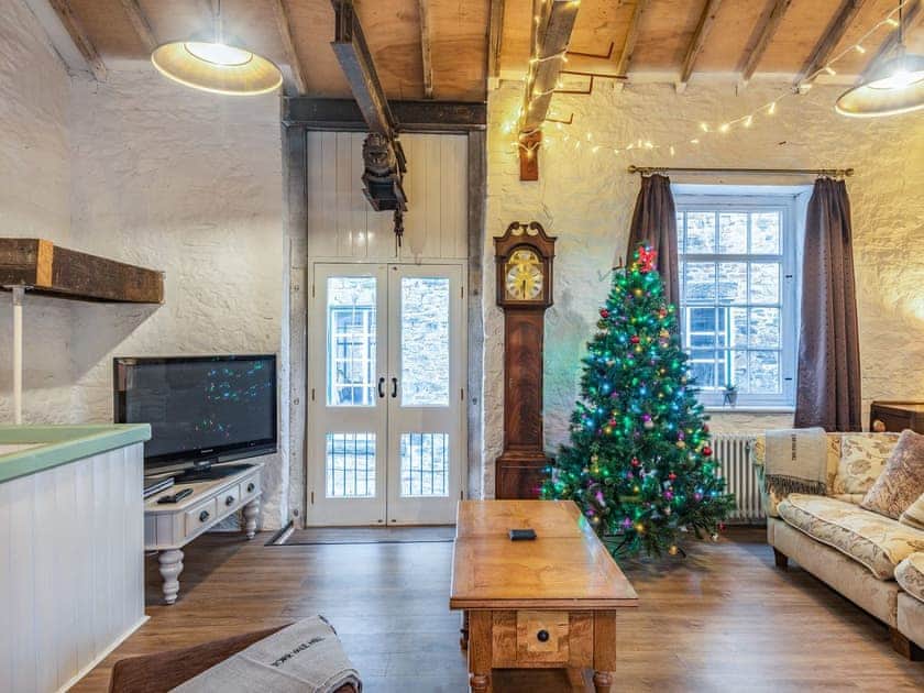 Living area | The Old Workshop - Lowes Mill Cottages at Torr Vale Mill, New Mills