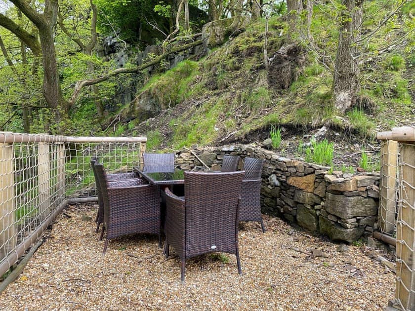 Sitting-out-area | The Old Workshop - Lowes Mill Cottages at Torr Vale Mill, New Mills