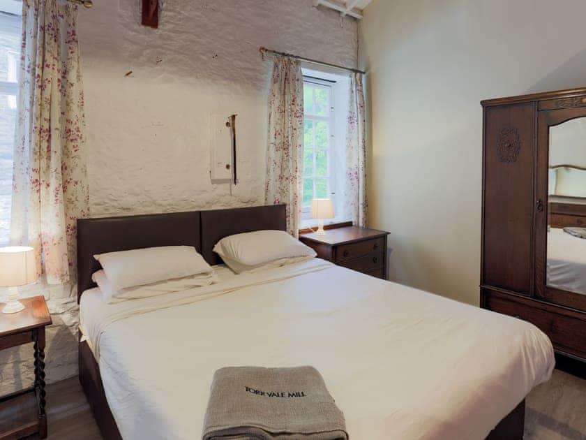 Double bedroom | The Old Workshop - Lowes Mill Cottages at Torr Vale Mill, New Mills