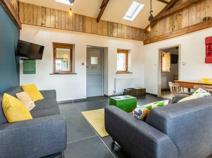 Open plan living space | Hayloft - Court Farm Holidays, Marhamchurch, near Bude