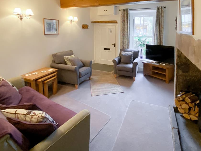 Historic exposed wooden beams in living room | Ivy Cottage, Grassington, near Skipton
