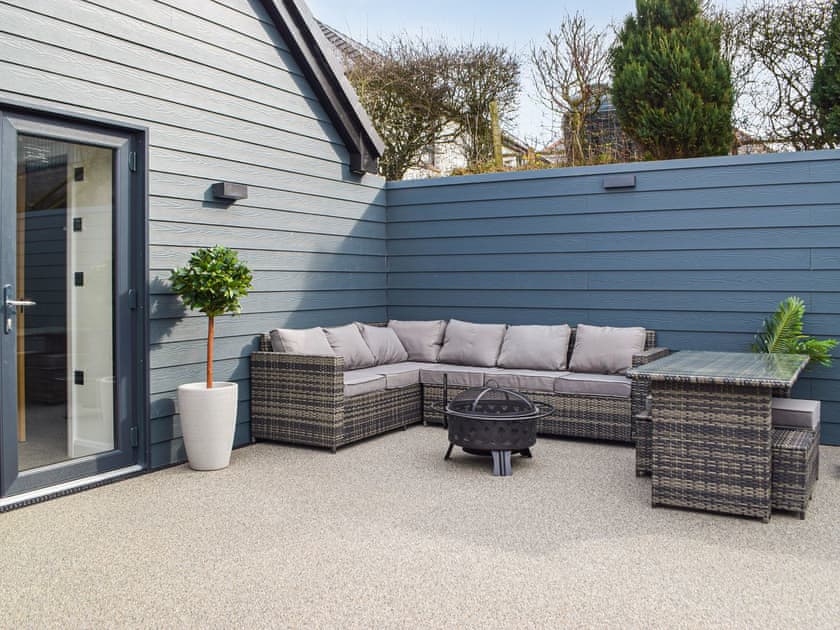 Sitting-out-area | Hafan Gwyn - Cardigan Bay Cottages, Felinwynt, near Cardigan