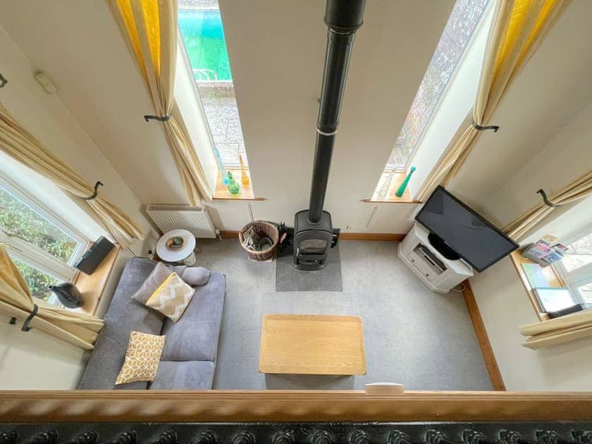 Living room viewed from the galleried landing | Coach House, Wareham
