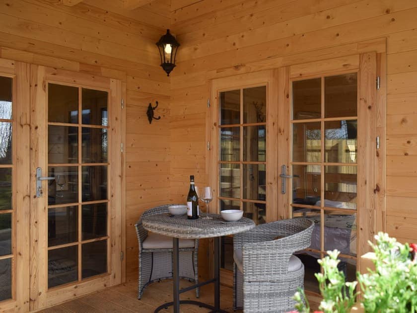 Sitting-out-area | Pinewood Cabin, Dunfermline