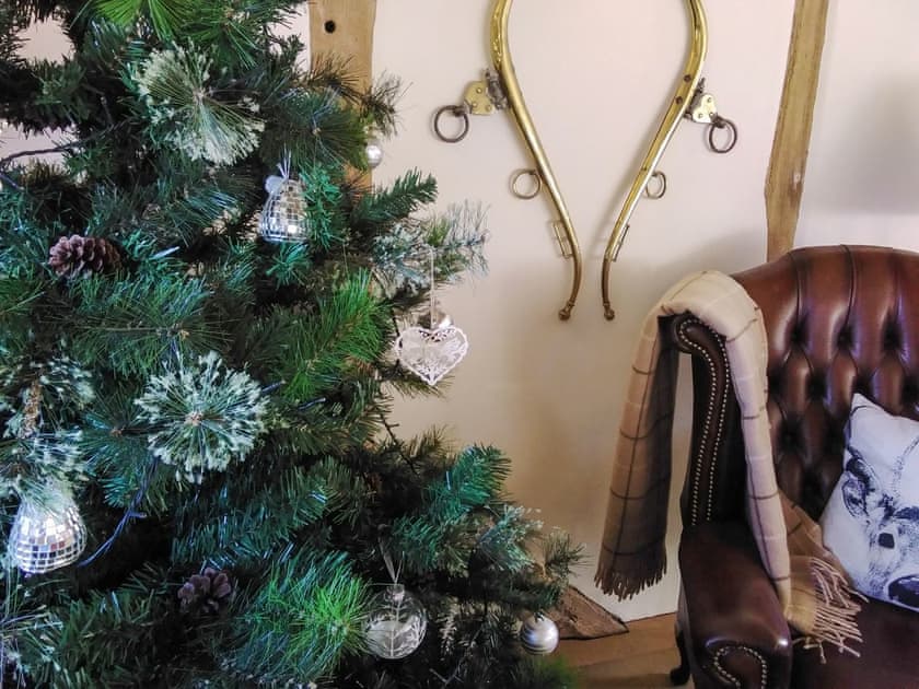 The barn is decorated at christmas | The Barn at Titley, Titley, near Kington