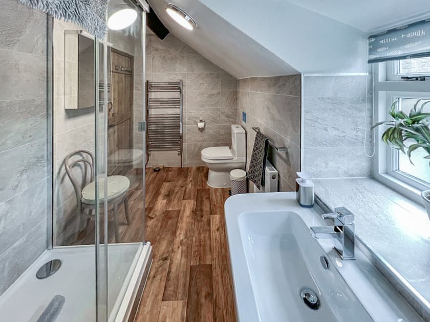 Spacious Quality Shower room with heated towel rail  | Forge View Cottage, Thornton-le-Dale, near Pickering
