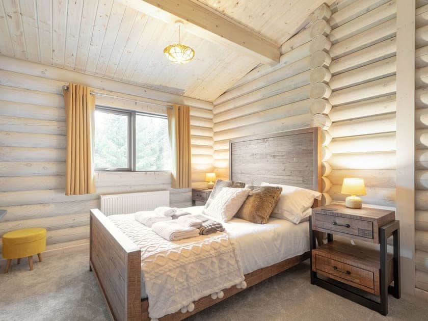 Double bedroom | Treetops Log Cabin, Kippford, near Sandyhills