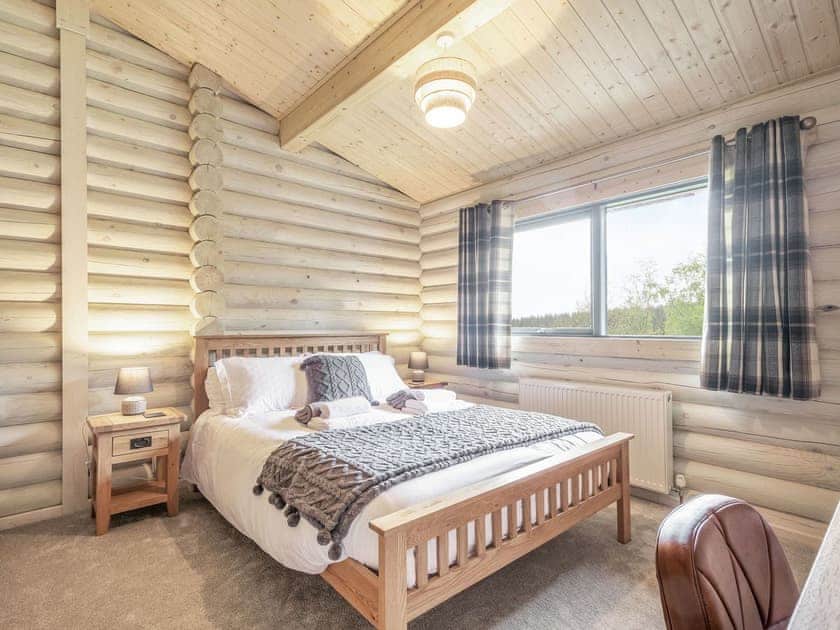Double bedroom | Treetops Log Cabin, Kippford, near Sandyhills