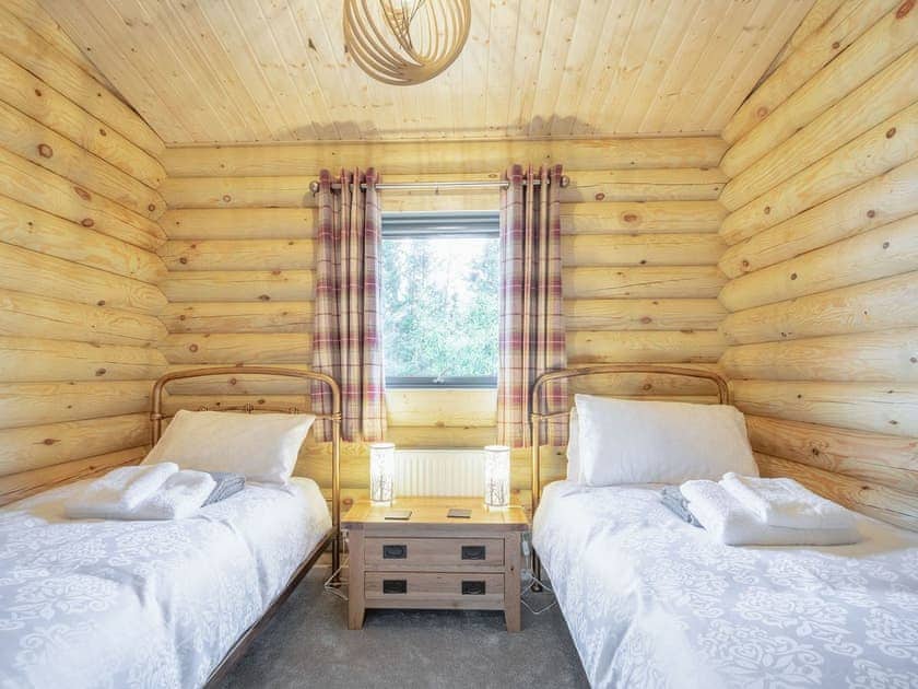 Twin bedroom | Treetops Log Cabin, Kippford, near Sandyhills