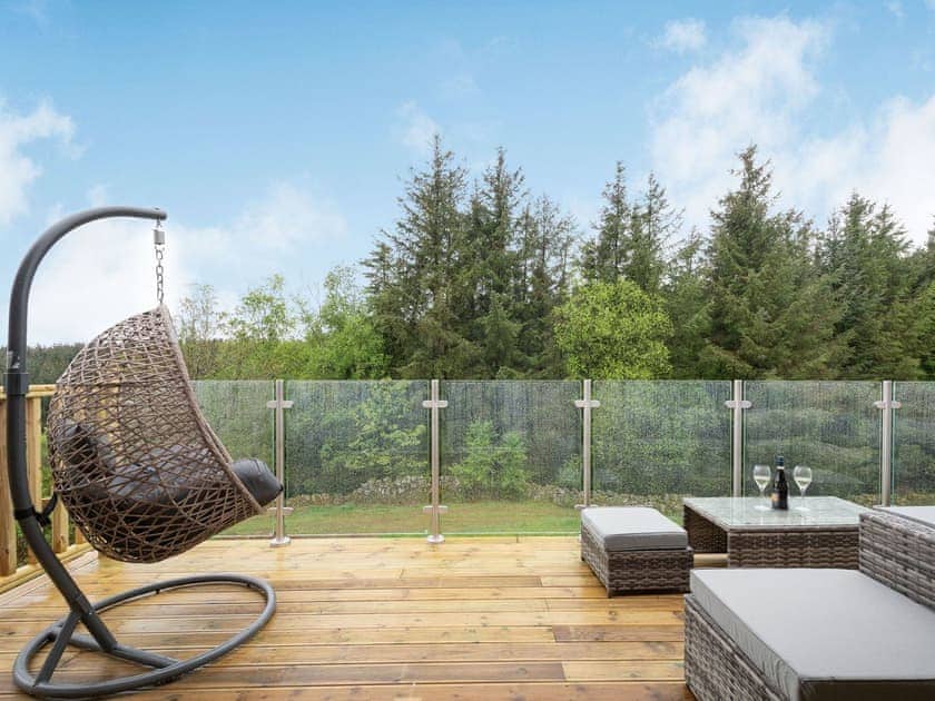 Sitting-out-area | Treetops Log Cabin, Kippford, near Sandyhills