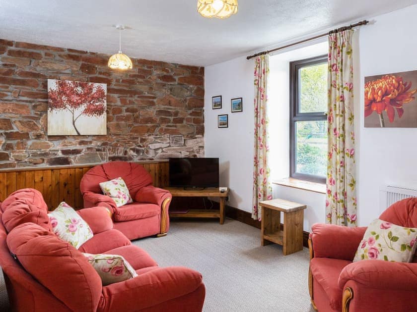 Delightful open plan living with exposed brick wall | Old Nog Cottage - Stowford Lodge Holiday Cottages, Langtree, near Great Torrington