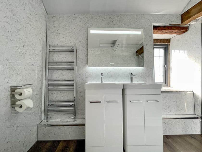 Room 6 en-suite shower room | The Stables at Riber Hall, Riber, Matlock