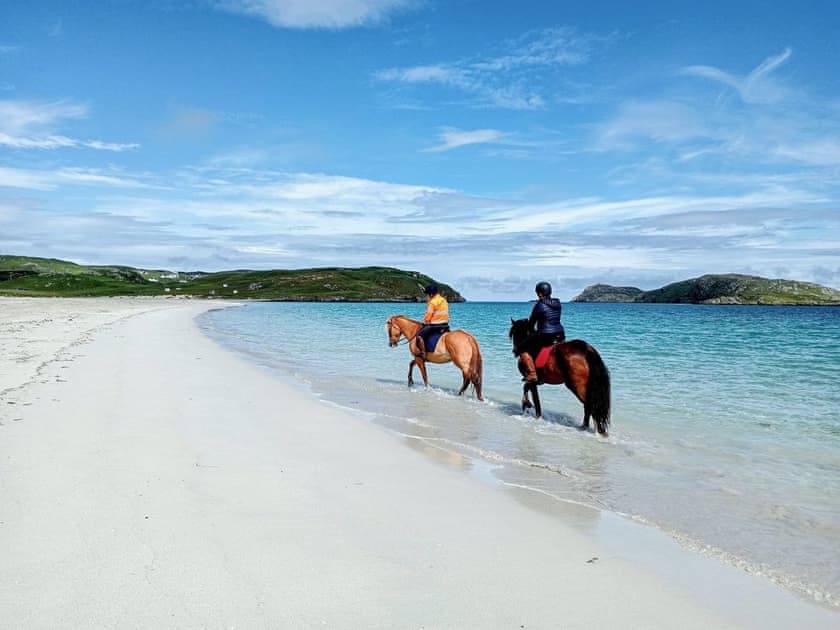 Horse riding on the beach | Dalvista Cottage, Loch Leurbost, near Stornoway, Isle of Lewis