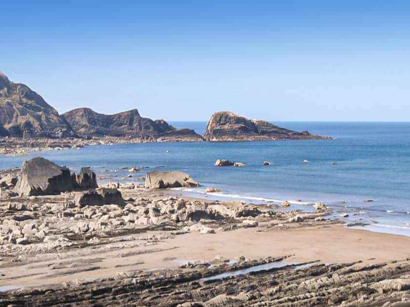 Welcombe Mouth Beach, sand and sea bathing. Heritage coastal path | Old Smithy BungalowsFoxgloves Bungalow, Welcombe, near Hartland