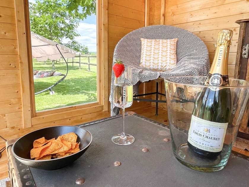 Shared summerhouse and lounger | Lottie’s Luxurious Lodge, Star’s Special Sanctuary - Lower Farm Lodges, Chart Sutton, near Maidstone