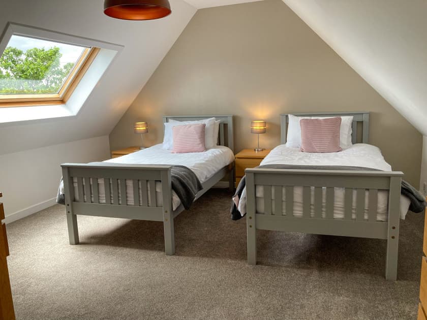 Lovely bedroom boasting twin single beds | Dalvista Cottage, Loch Leurbost, near Stornoway, Isle of Lewis