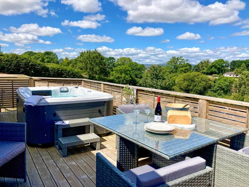 Terrace with hot tub | The Retreat 8 - Moorland Views, Newton Abbot