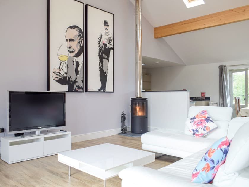 Welcoming living area with wood burner | Lovells Barn, Welland, near Malvern