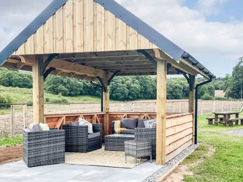 New sitting out area with firepit | Knocknahighle, Cromdale, near Aviemore