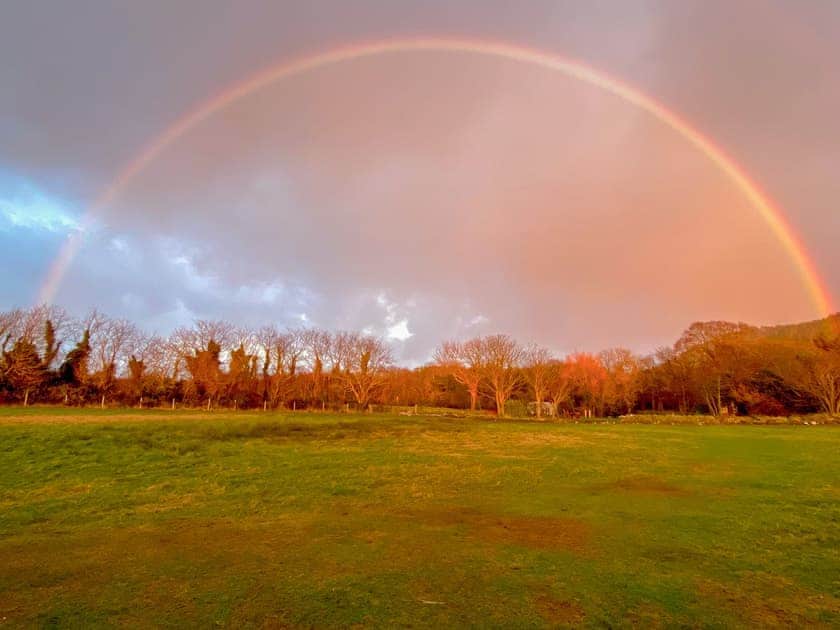 Rainbow over the fields  | Bumblebee Cottage - Ballavolley Cottages, Ballaugh
