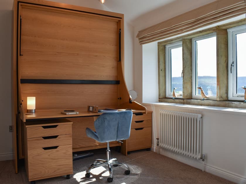 Double bedroom with study bed | Goosander Cottage, Holme, near Holmfirth