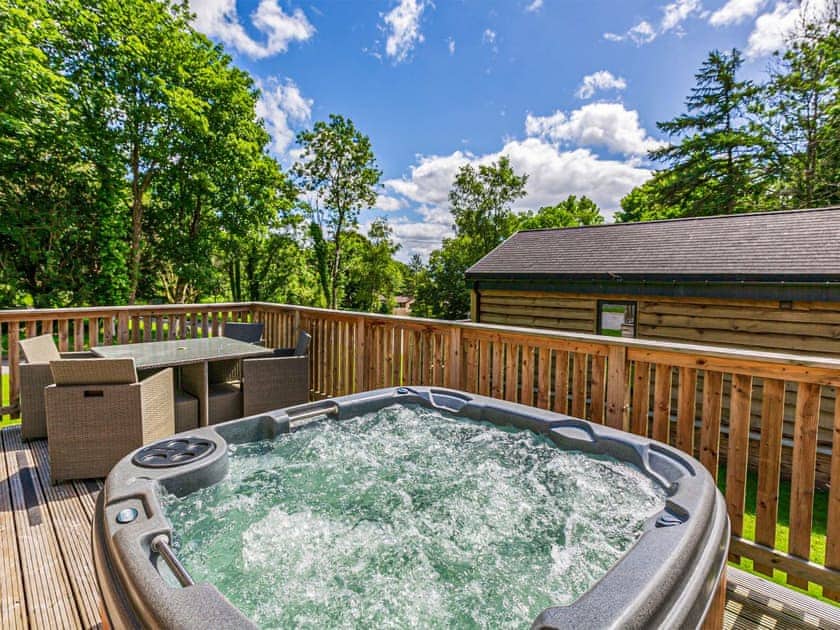Hot tub | Squirrel Lodge 41 - Conifer Lodges, Newton Stewart