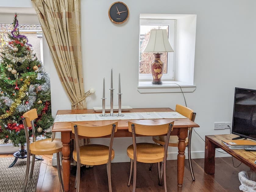 Dining area at Christmas | The Old Barn - Blinkbonny Cottages, Auchtermuchty