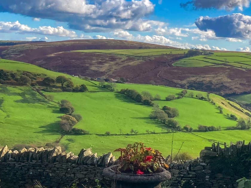 Wonderful countryside view from the patio | Penny Croft - The Crofters Cottages, Llangeinor, near Bridgend