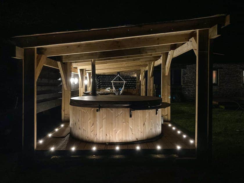 Hot tub area | The Pendre Longbarn, Pont-Rhyd-y-Groes, near Ystrad Meurig