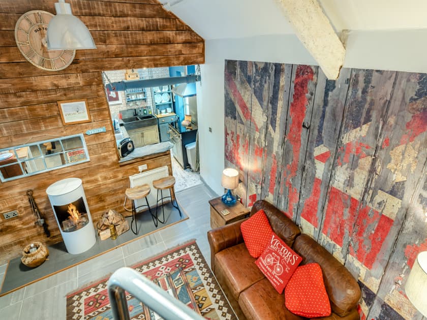 Living area viewded from mezzanine | Tegfan, Ffos-y-ffin, near Aberaeron