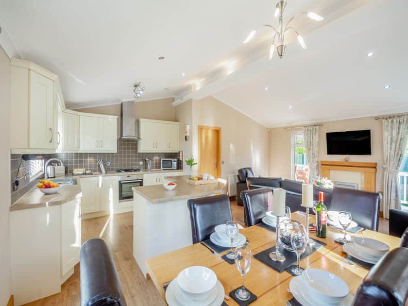Open plan living space | Glanrafon Lodge, Glanrafon Uchaf