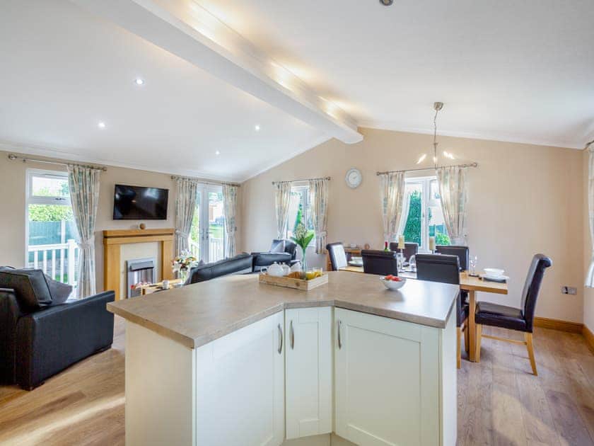 Open plan living space | Glanrafon Lodge, Glanrafon Uchaf