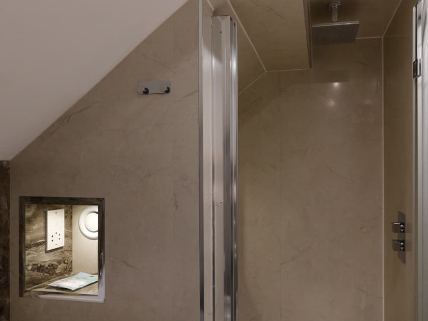 En-suite modern shower | Amber Villa, Tideswell, near Buxton