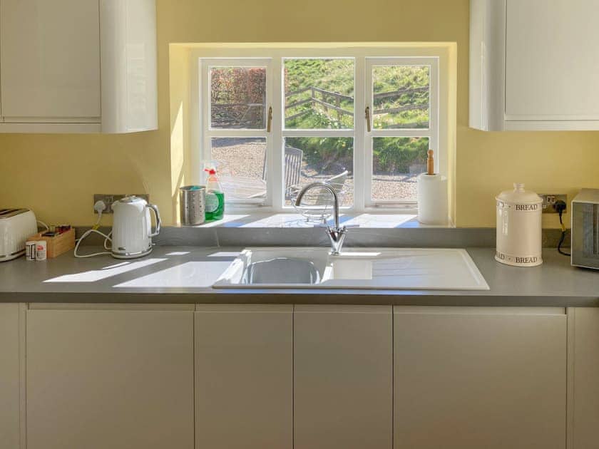 kitchen with garden views | Manor Cottage, Stiffkey, near Wells-next-the-Sea