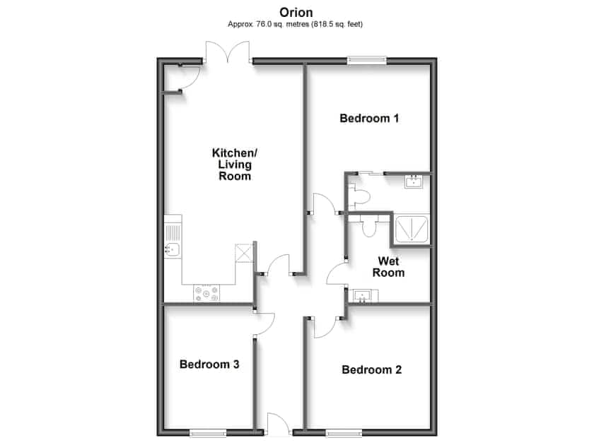 Floor plan | Orion - Rossiter’s Vineyard Barn, Wellow, near Yarmouth